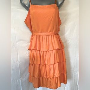 Susanne Betro Orange tiered ruffle dress